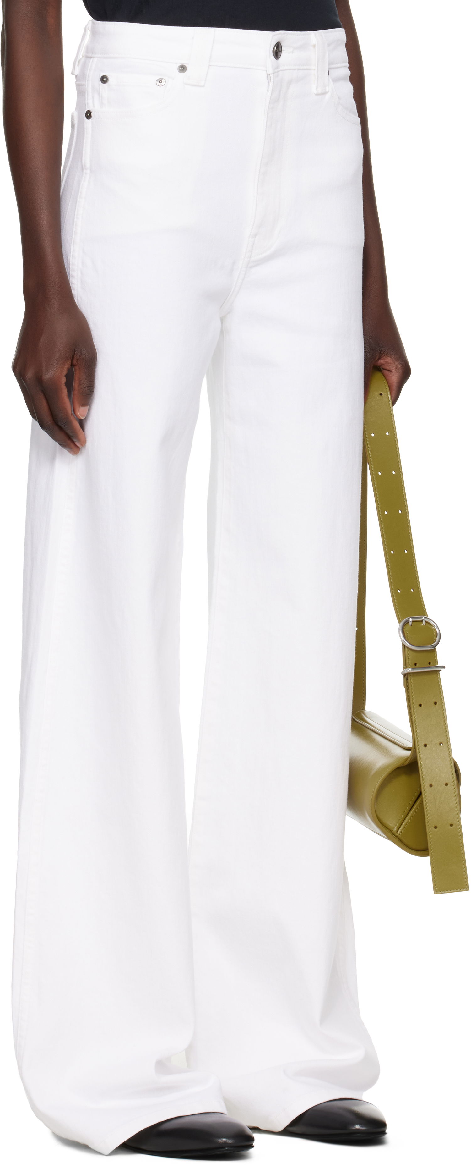Jeans Khaite Dane High-Waisted Wide-Leg Flared Stretch Jeans Hvid | 1170902100, 1