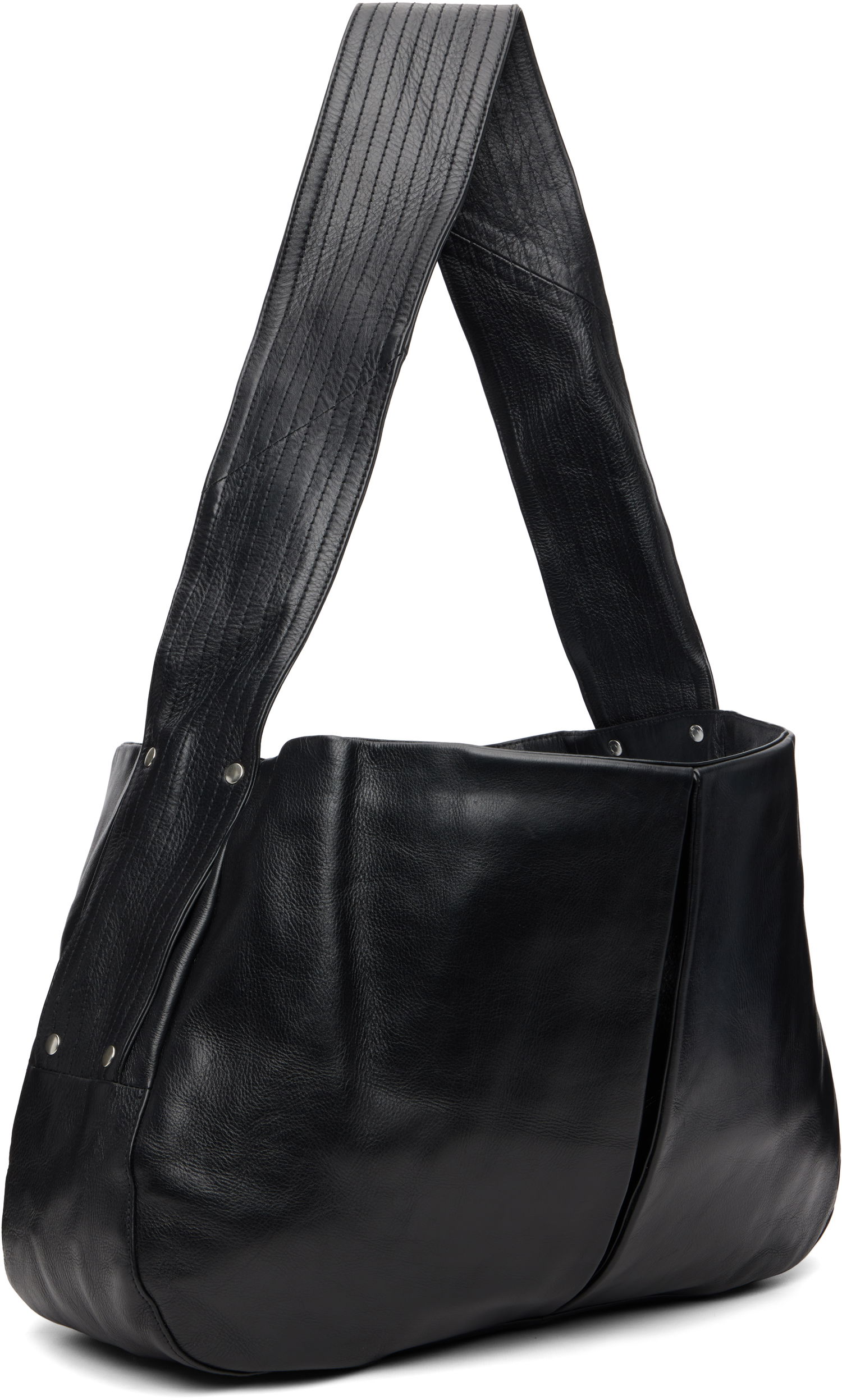 Skuldertaske sage NATION Box Pleat Leather Bag Sort | S134 BOX PLEAT BAG LEATHER BLA, 1