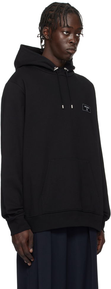 Sweatshirt Balmain Couture Label Black Hoodie Sort | EH1JT047BC91, 1