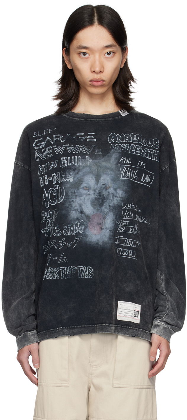 T-shirt Maison MIHARA YASUHIRO Maison MIHARA YASUHIRO Dog Print Long Sleeve T-Shirt Sort | A12LT601