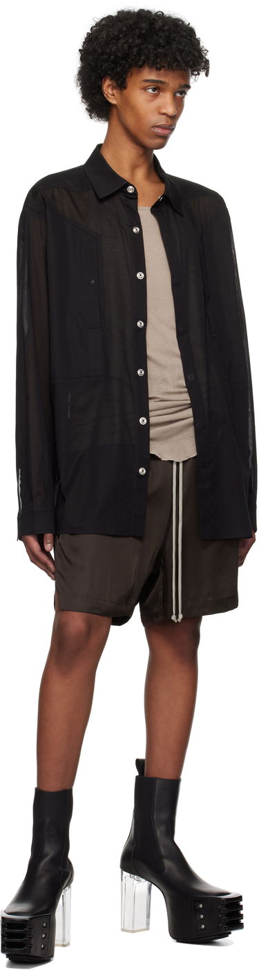Skjorte Rick Owens Rick Owens Hollywood Jumbo Fogpocket Outer Shirt Sort | RU01E5240 CV, 3