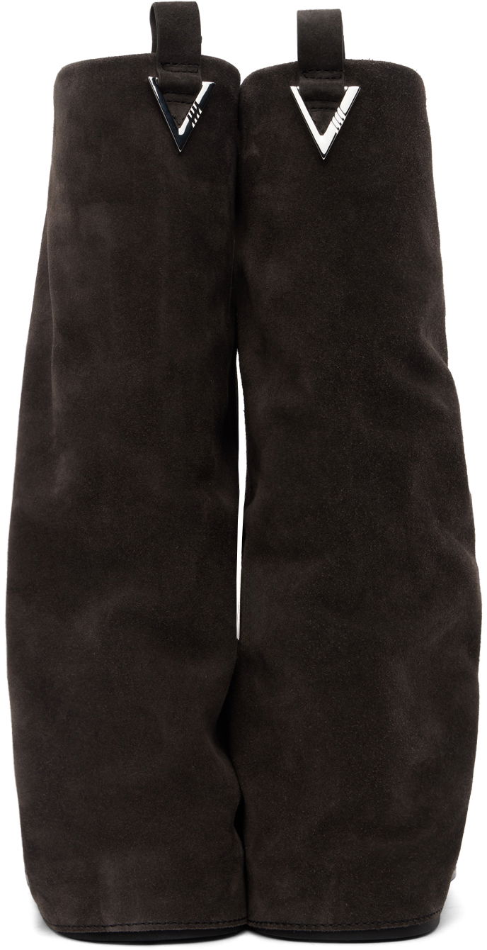 Tøj The Attico Attico Robin Suede Slouch Boots Grå | 246WS798 L007, 1