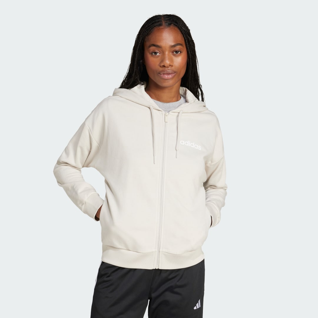 Sweatshirt adidas Performance Essentials Linear Full-Zip Hoodie Beige | JC8265, 0