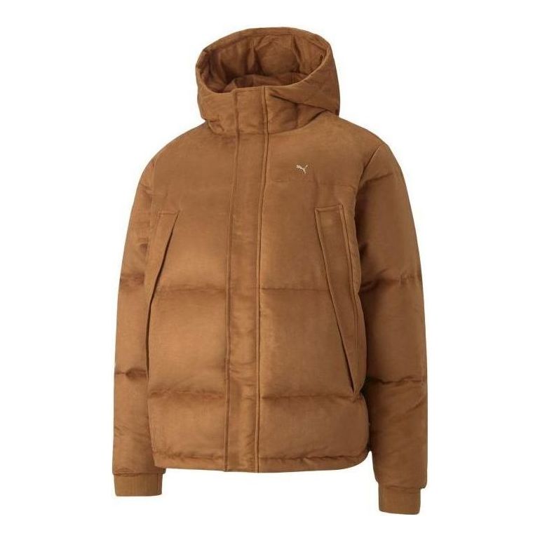 Puffer jakke Puma Faux Leather Down Jacket Brun | 535786-74