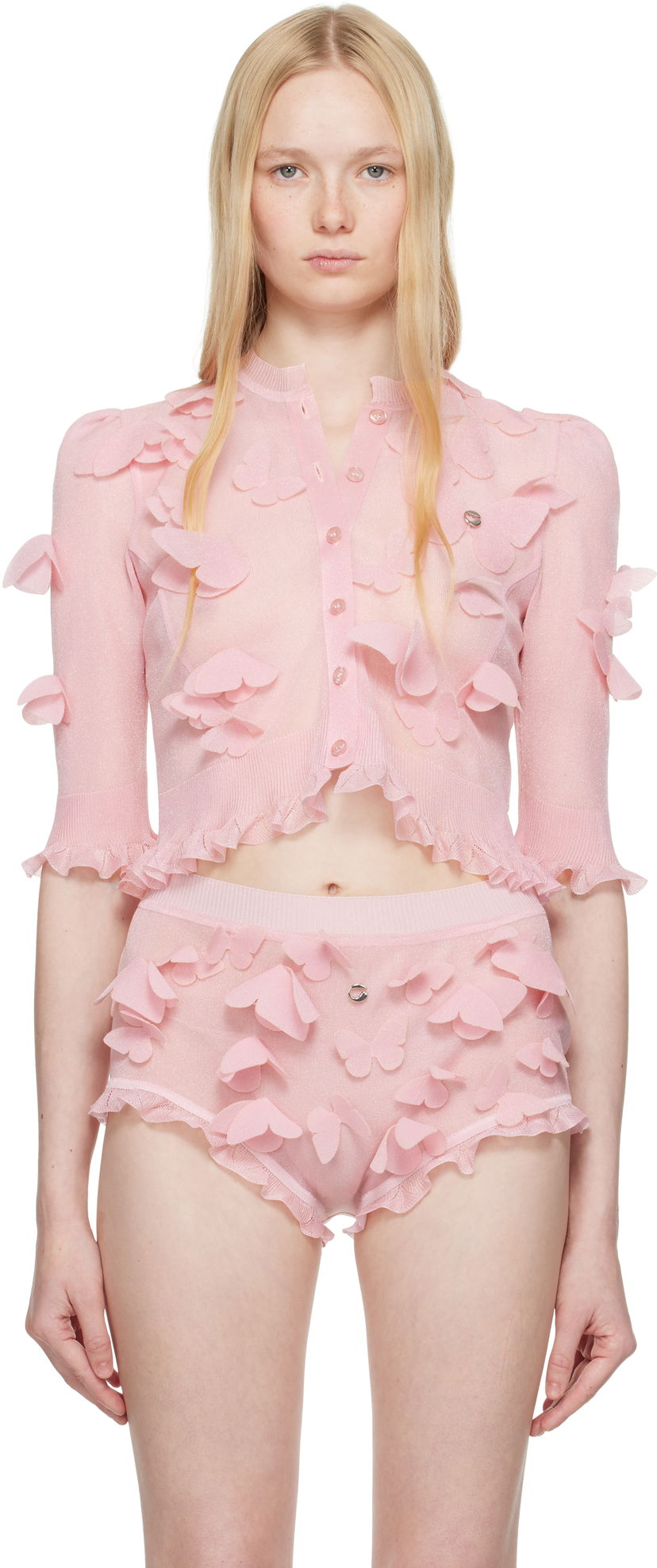 Trusser Coperni Coperni Knitted Butterfly Top Lyserød | COPML142Y3015