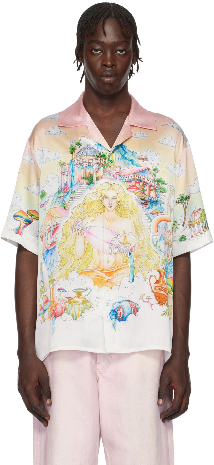 Skjorte Casablanca Print Silk Shirt Flerfarvet | U-MPS25-SH-003-06
