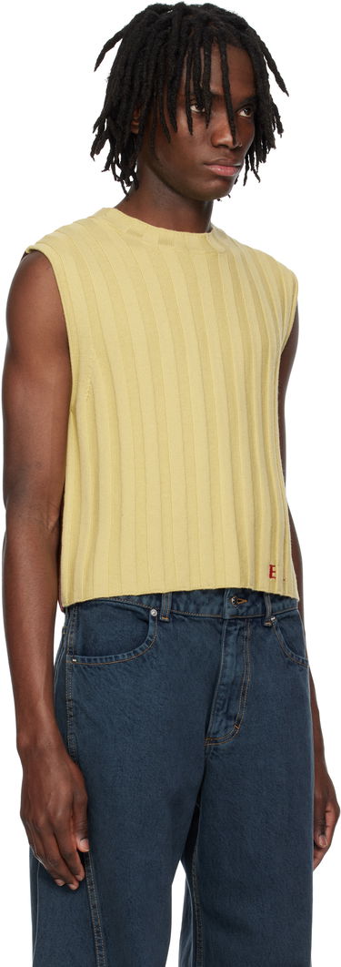 Sweater Eckhaus Latta Eckhaus Latta Knitted Cropped Vest Gul | 8025-EL-PS25-DO - DOMINO, 1