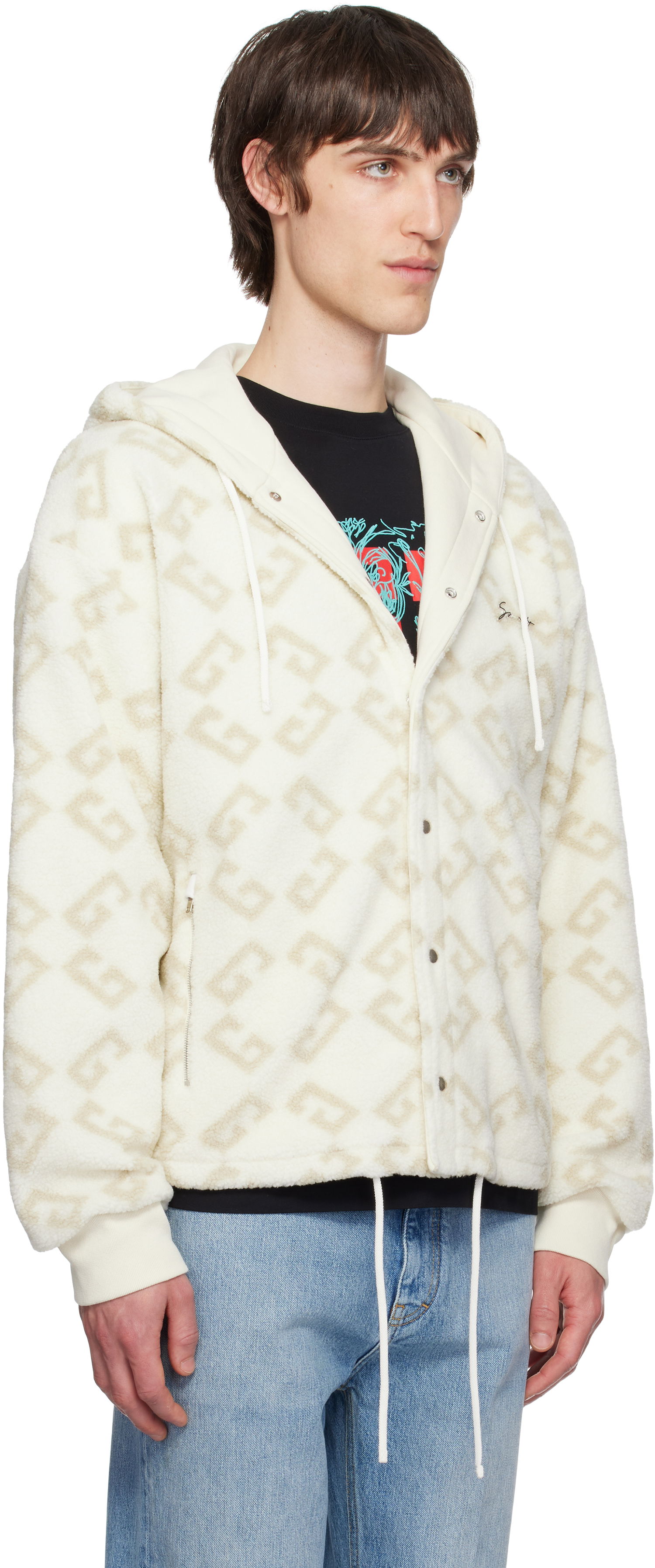 Sweatshirt Givenchy Givenchy Monogram 72 Jacquard Fleece Hoodie Hvid | BM01BV317L101, 1