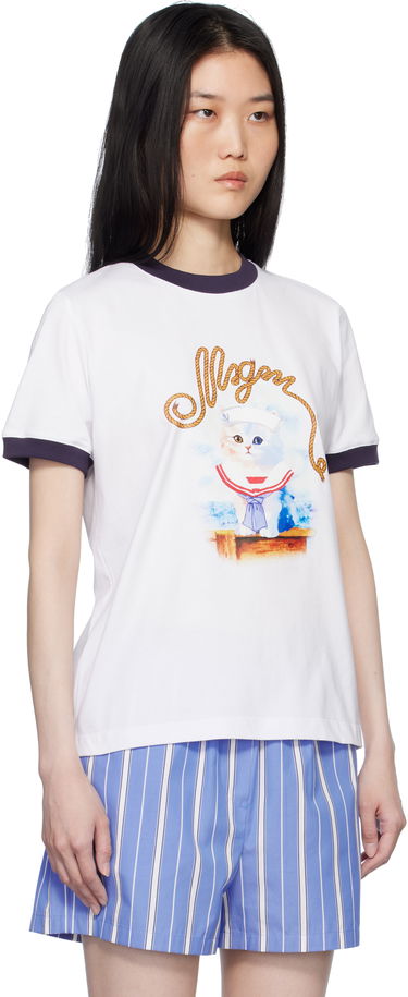 T-shirt MSGM White Graphic Print T-Shirt Hvid | 3841MDM152 257002, 1