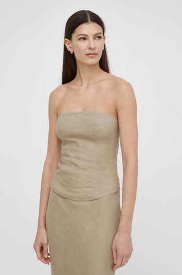 Tanktop Samsoe Samsoe Samsoe Samsoe SAELYNN Linen Bandeau Top Beige | F24100098, 3