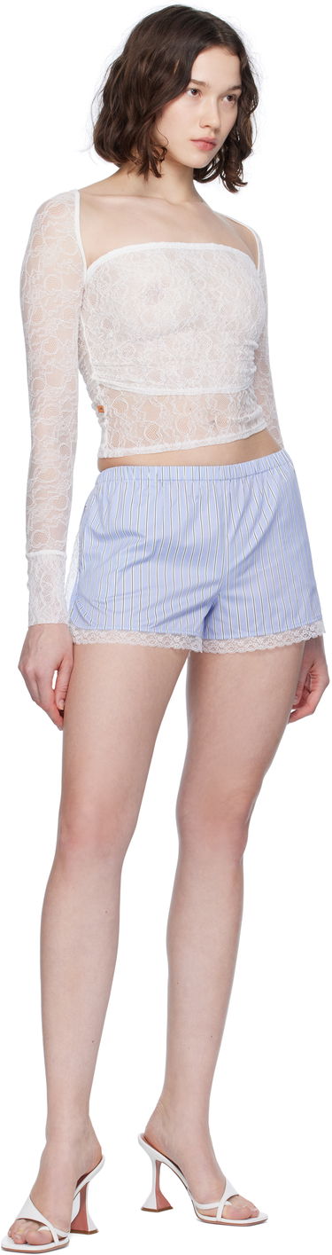 Shorts Miaou Miaou Anna Striped Lace-Trim Shorts Blå | 3011SPSPRS, 3