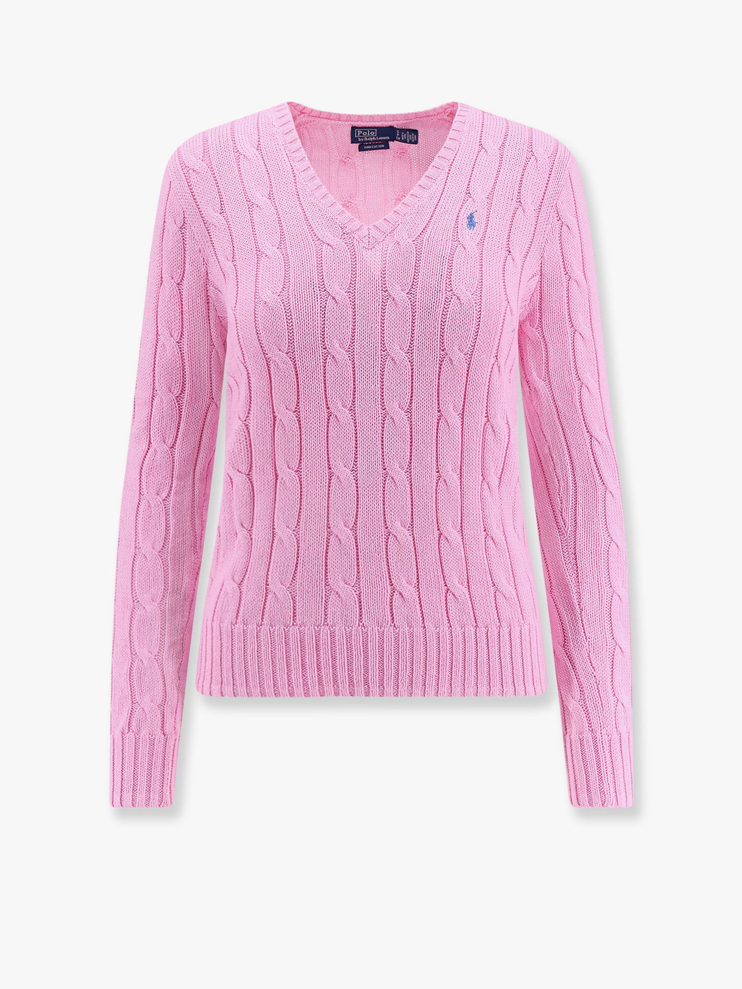 Sweater Polo by Ralph Lauren Pink Cable Knit V-Neck Sweater Lyserød | 211891641004, 0