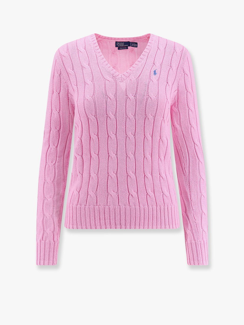Sweater Polo by Ralph Lauren Pink Cable Knit V-Neck Sweater Lyserød | 211891641004