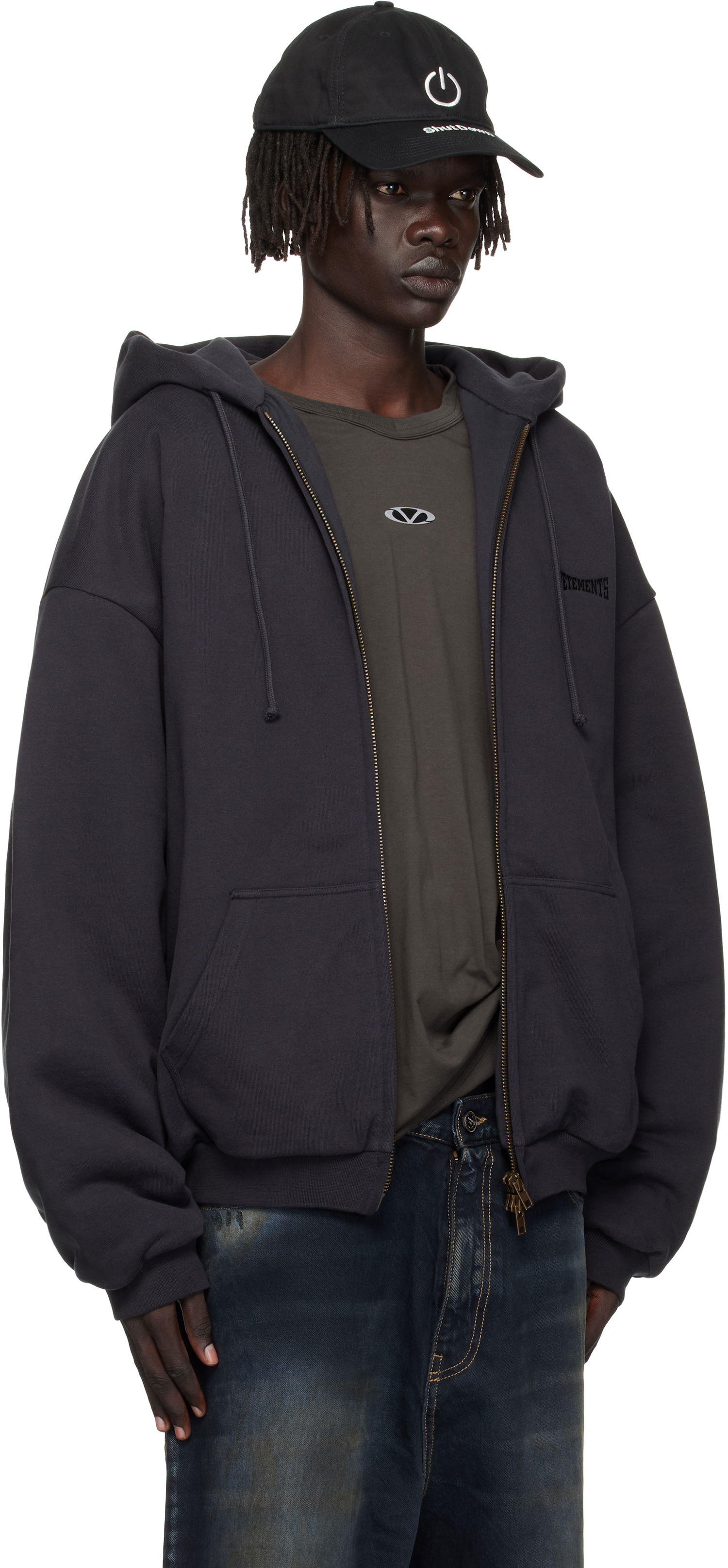 Sweatshirt VETEMENTS VETEMENTS Puffed Oversized Zip-Up Hoodie Sort | UH76ZU860B, 1