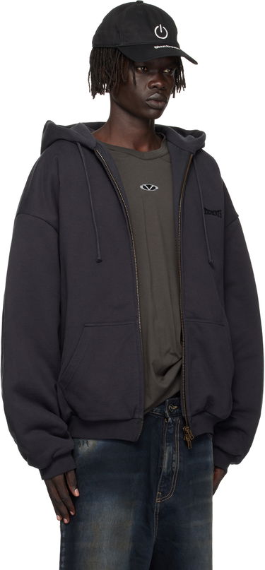 Sweatshirt VETEMENTS VETEMENTS Puffed Oversized Zip-Up Hoodie Sort | UH76ZU860B, 1