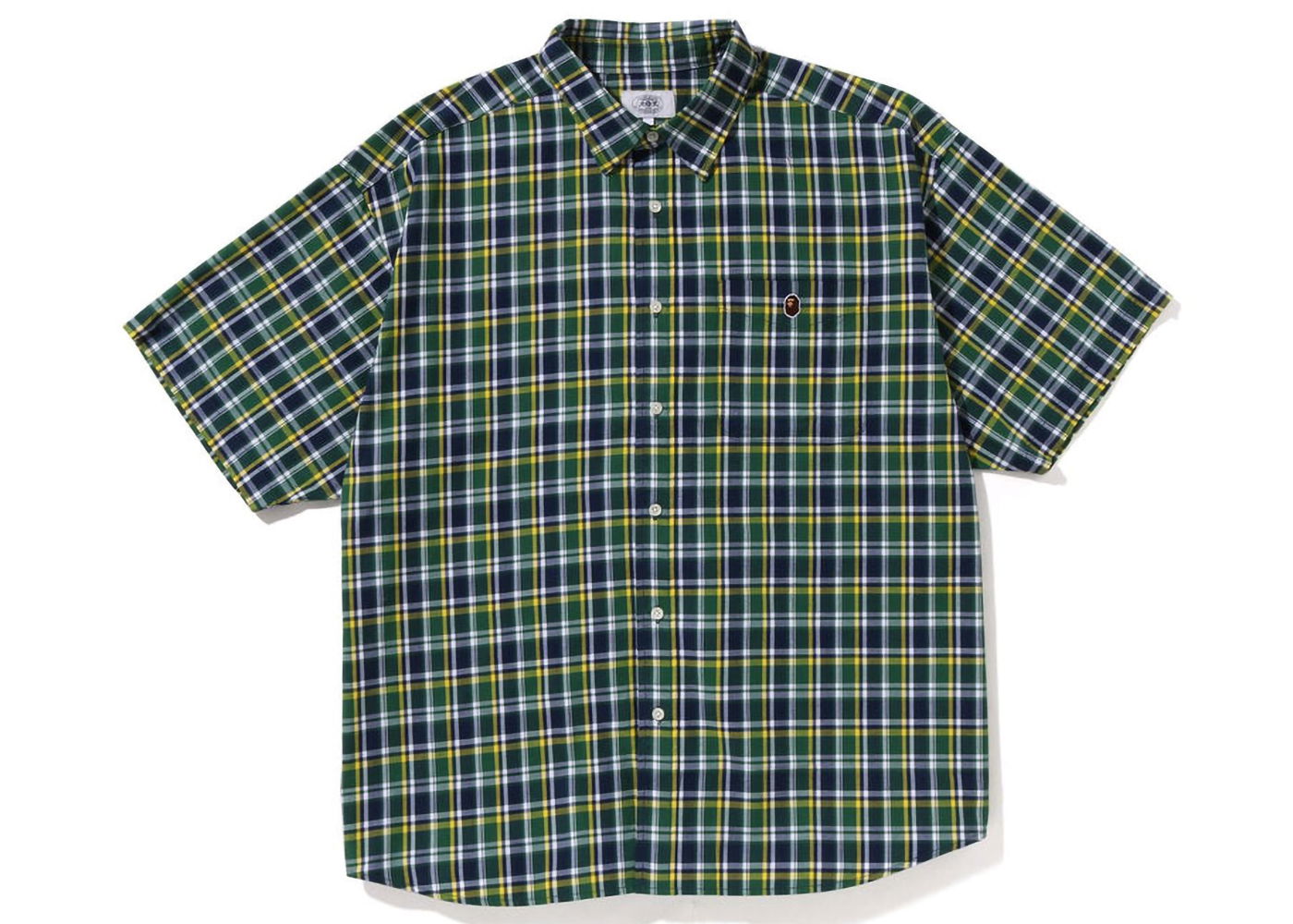 Skjorte BAPE Mini Ape Head Check Loose Fit S/S Shirt Grøn | 1J30-132-001, 0