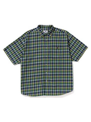 Skjorte BAPE Mini Ape Head Check Loose Fit S/S Shirt Grøn | 1J30-132-001