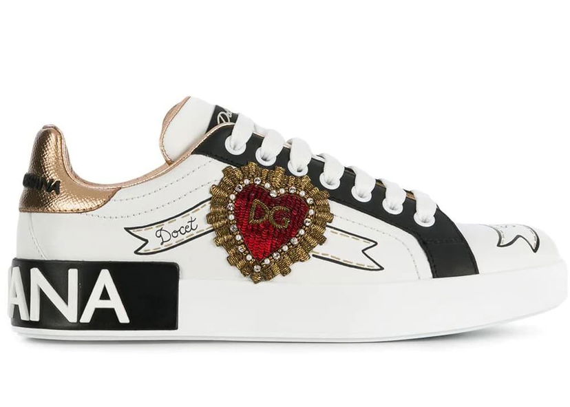 Sneakers og sko Dolce & Gabbana Portofino Embroidered White Heart (W) Hvid | CK1544AZ138HWT77