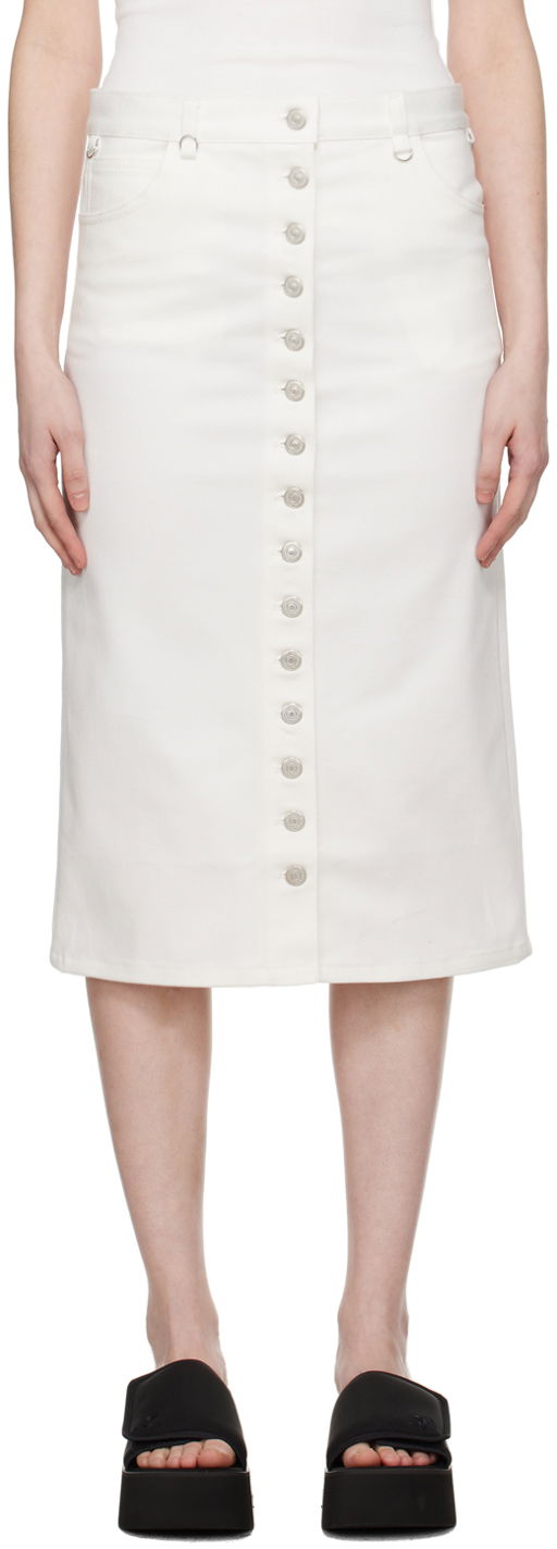 Nederdel Courrèges Courrèges Multiflex Denim Button-Front Skirt Hvid | 124DJU155DE0022