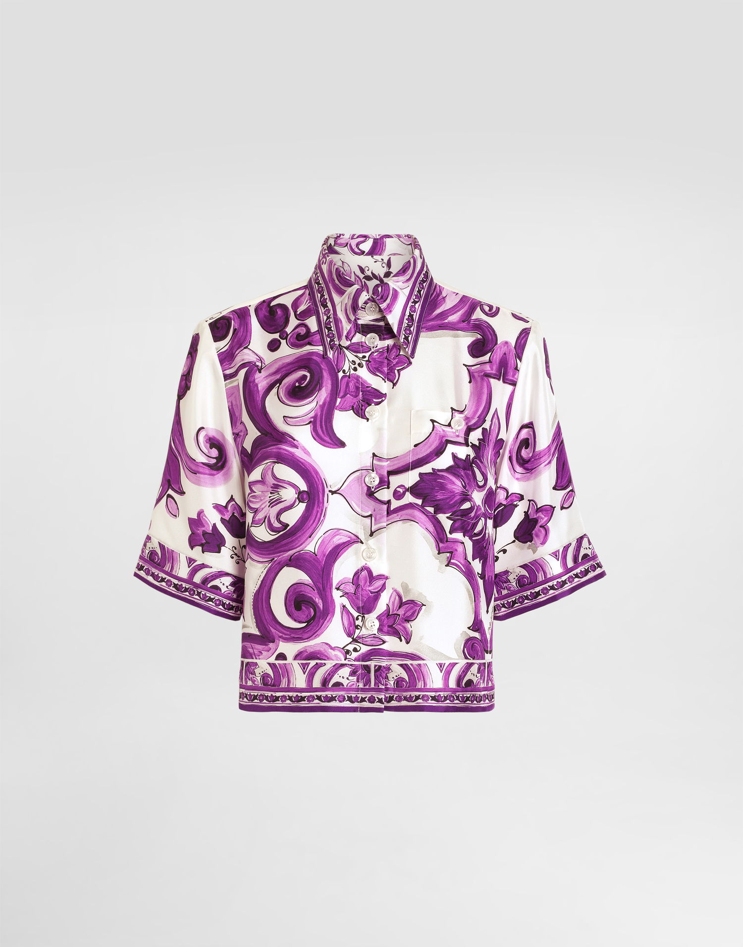 Skjorte Dolce & Gabbana Dolce & Gabbana Majolica Print Silk Blouse Lilla | F5T50THI1TKIP3TN, 0