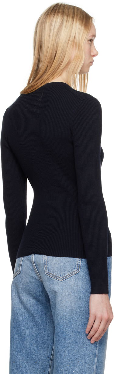 Sweater MAISON KITSUNÉ Maison Kitsuné Baby Fox Patch Fine Ribbed Sweater Sort | OW00801KT1091, 2
