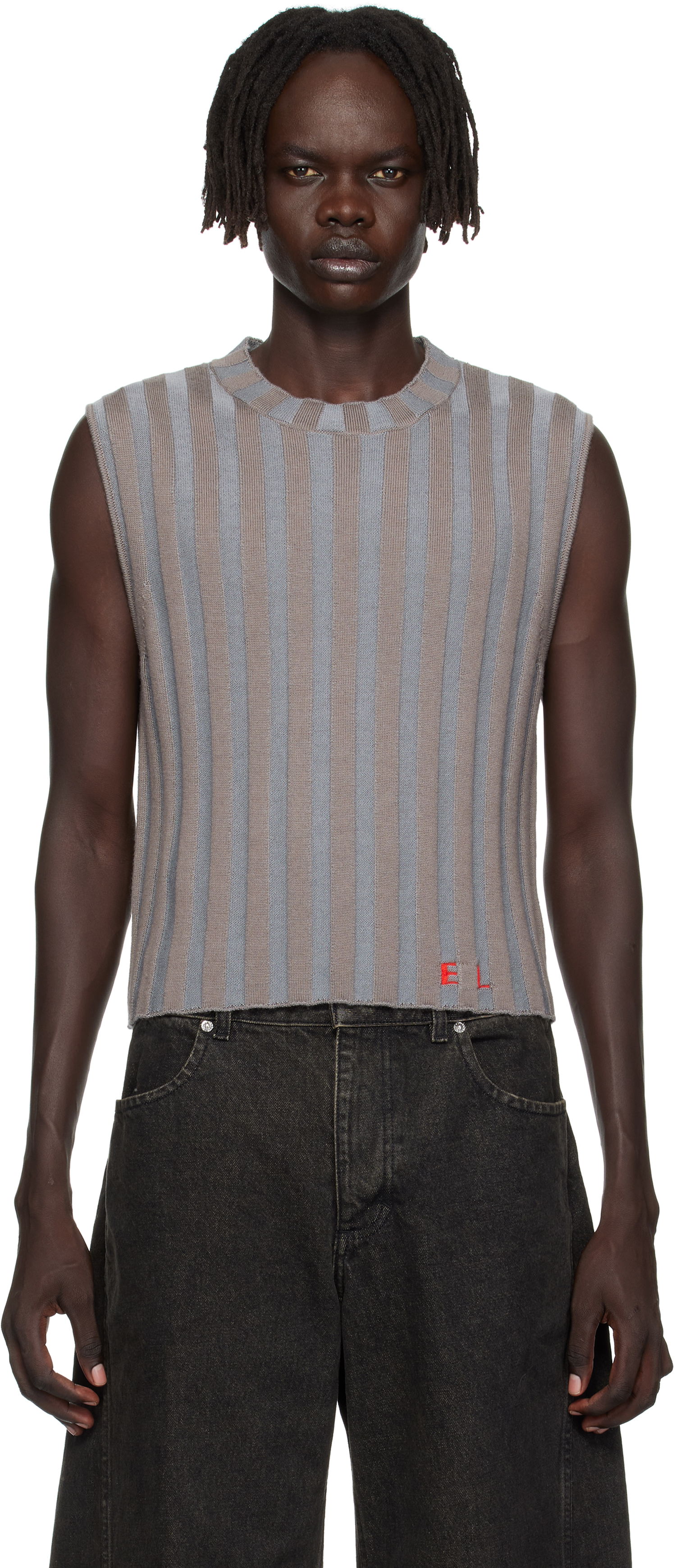 Sweater Eckhaus Latta Eckhaus Latta Ribbed Knit Vest Grå | 8025-EL-PF25-H, 0