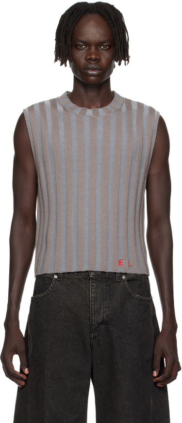 Sweater Eckhaus Latta Eckhaus Latta Ribbed Knit Vest Grå | 8025-EL-PF25-H, 0
