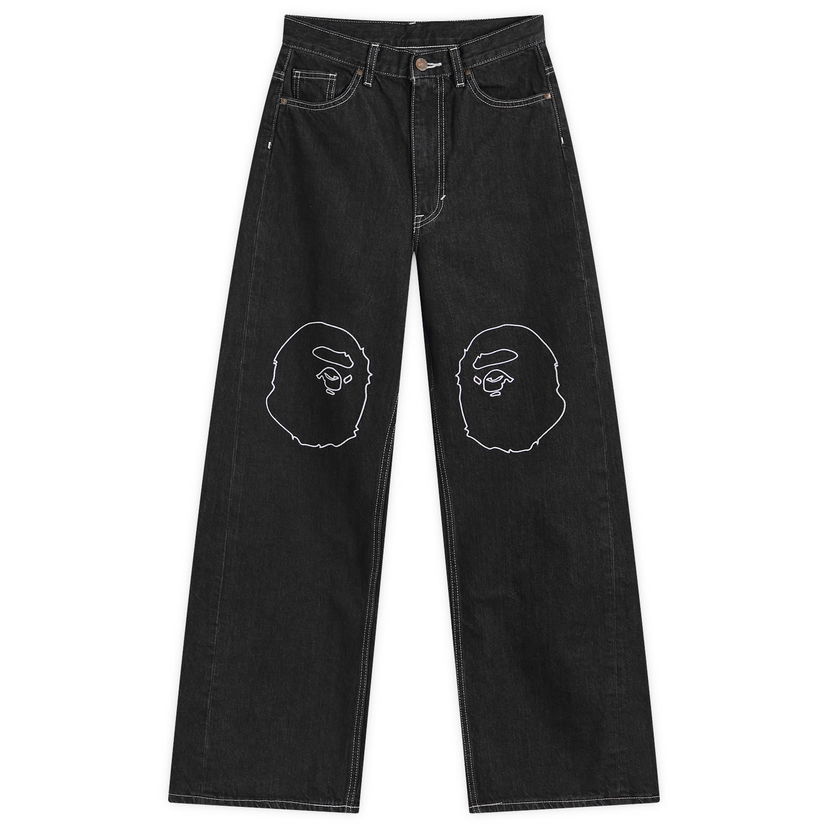 Jeans BAPE Ape Head Oversized Jeans Sort | 001DPK802005L-BLK
