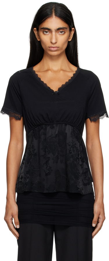 T-shirt Maison Margiela MM6 Maison Margiela Jersey & Lace Peplum T-Shirt Sort | S52NC0353 M20048, 0