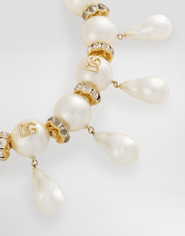 Halskæde Dolce & Gabbana Maxi-necklace With Spheres, Teardrop Accents And Dg Logo Flerfarvet | WNR2E3W1111W0111, 2