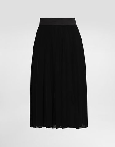 Nederdel Dolce & Gabbana Dolce & Gabbana Pleated Chiffon Midi Circle Skirt Sort | F4CYBTFUSNWN0000, 0