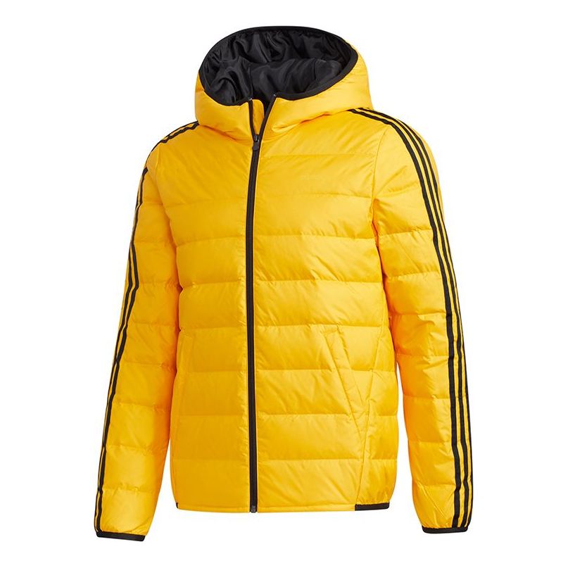 Puffer jakke adidas Originals Men's 3-Stripes Hooded Puffer Jacket Gul | GJ8787
