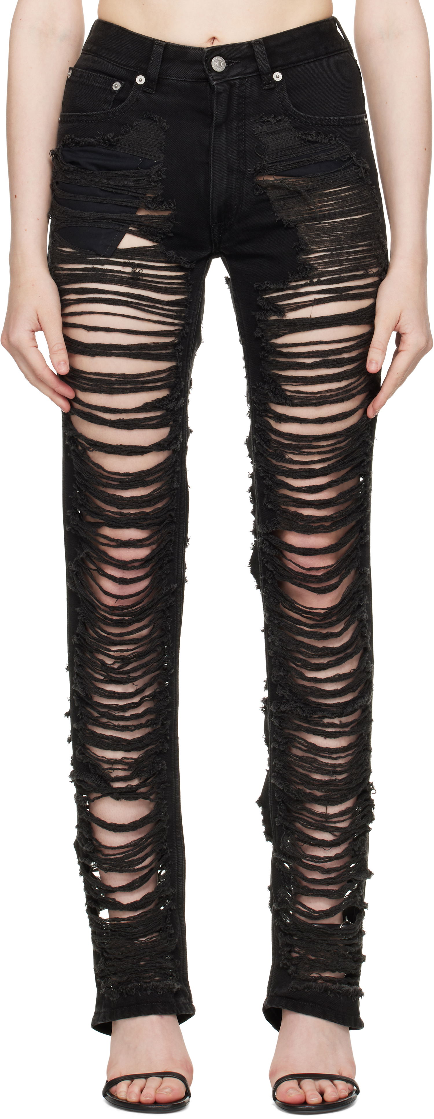 Jeans Maison Margiela MM6 Maison Margiela 5 Pockets Shredded Jeans Sort | S62LB0194 M30011, 0