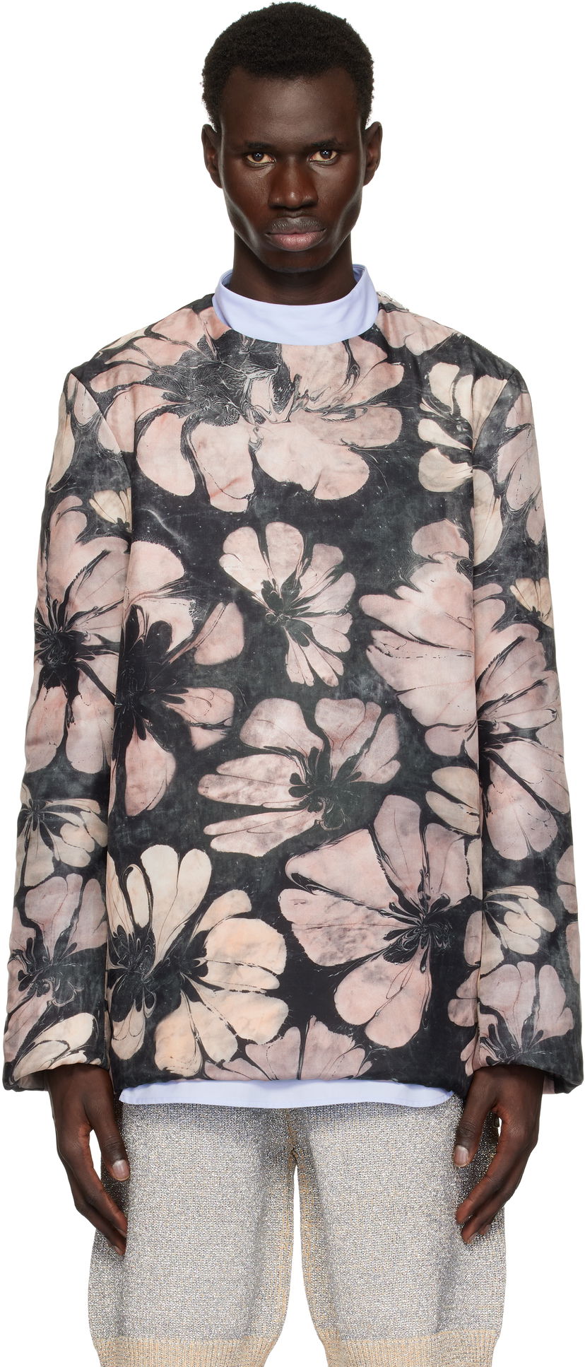 Sweater Dries Van Noten Dries Van Noten Silk Floral-Print Long Sleeve Top Lyserød | 251-020746-1202