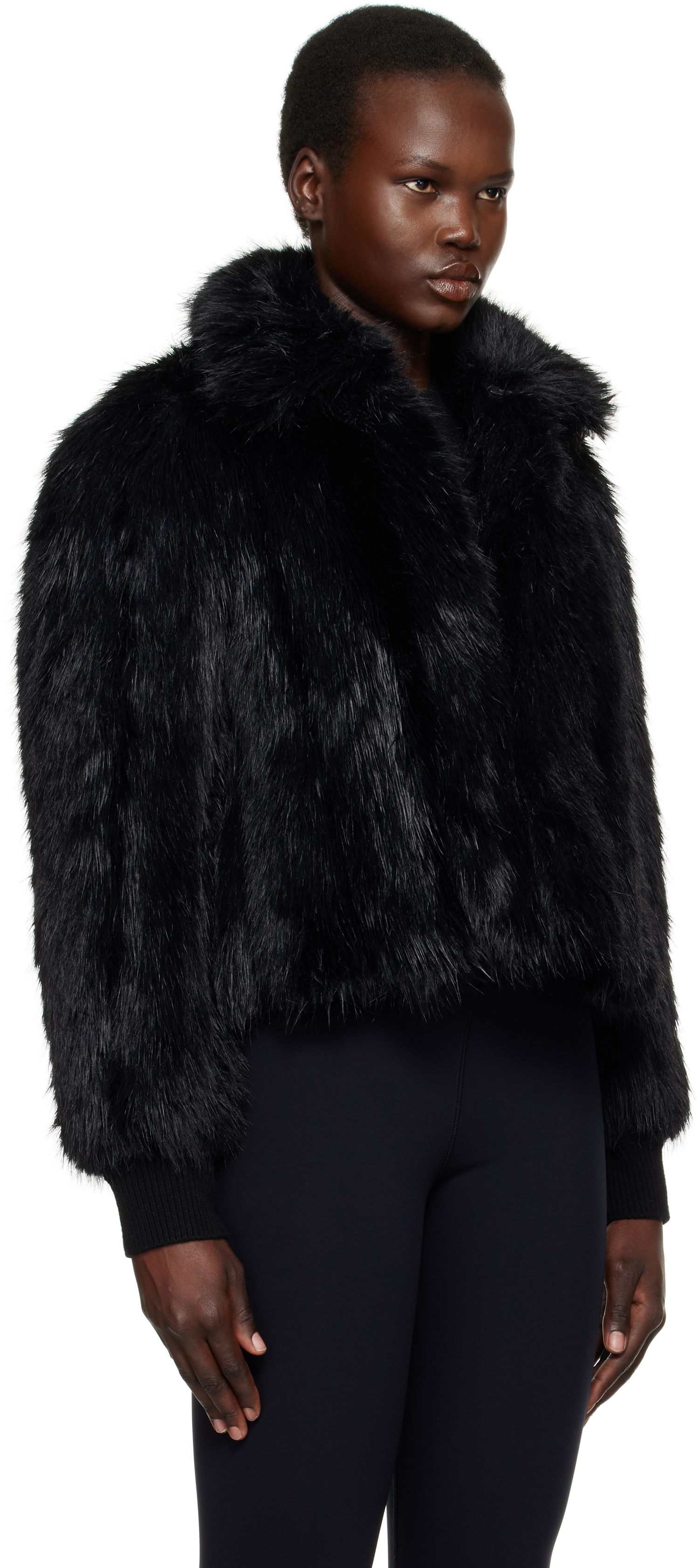 Bomberjakke Balenciaga Faux-Fur Cropped Jacket Sort | 790841 TPQ23, 1