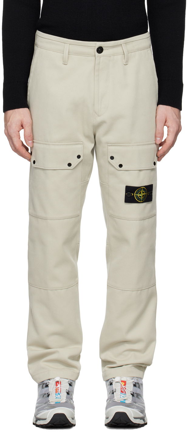 Cargo bukser Stone Island Logo Patch Cargo Pants Beige | 811532403