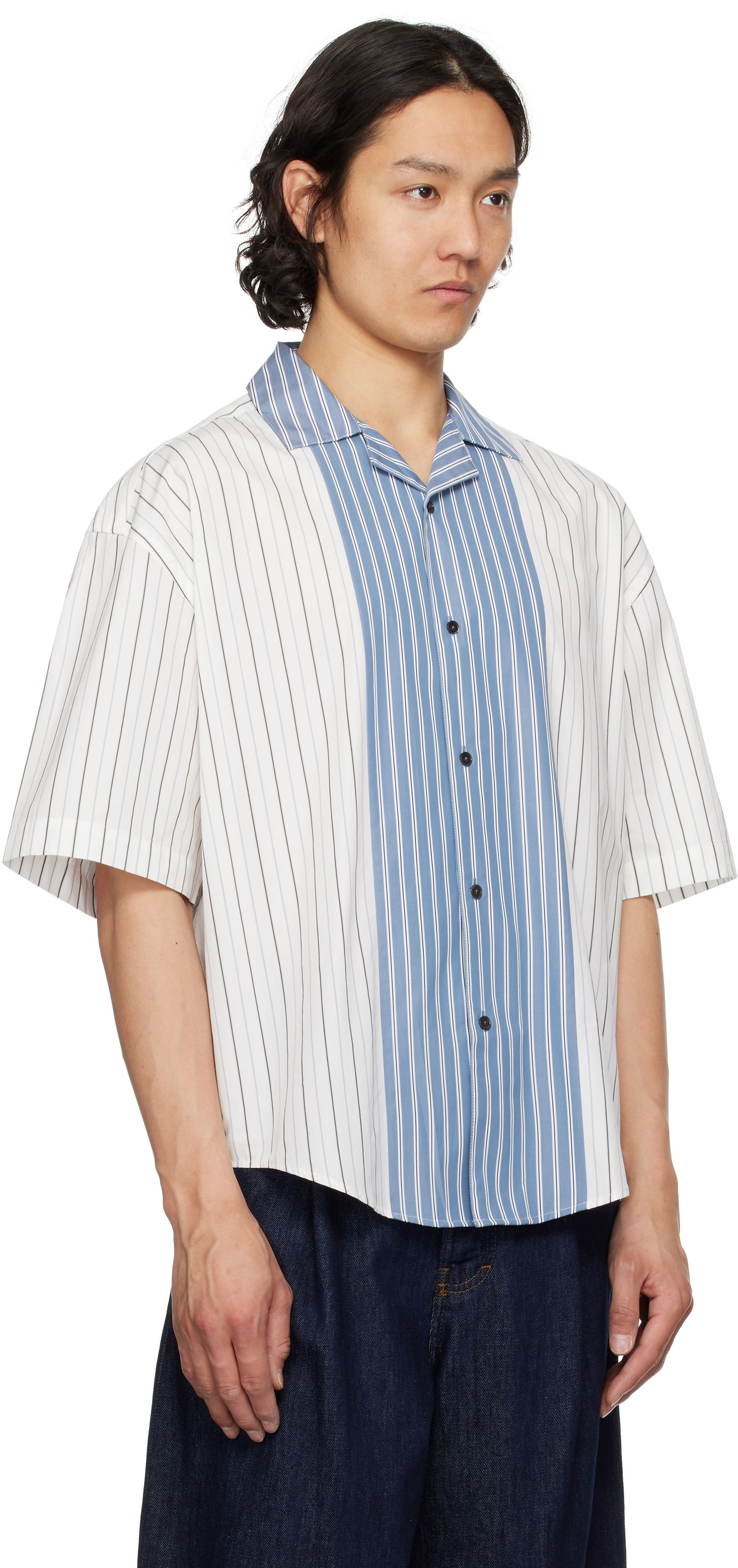 Skjorte AMI AMI Paris Short Sleeve Boxy Shirt Blå | HSH286.CO0109, 1