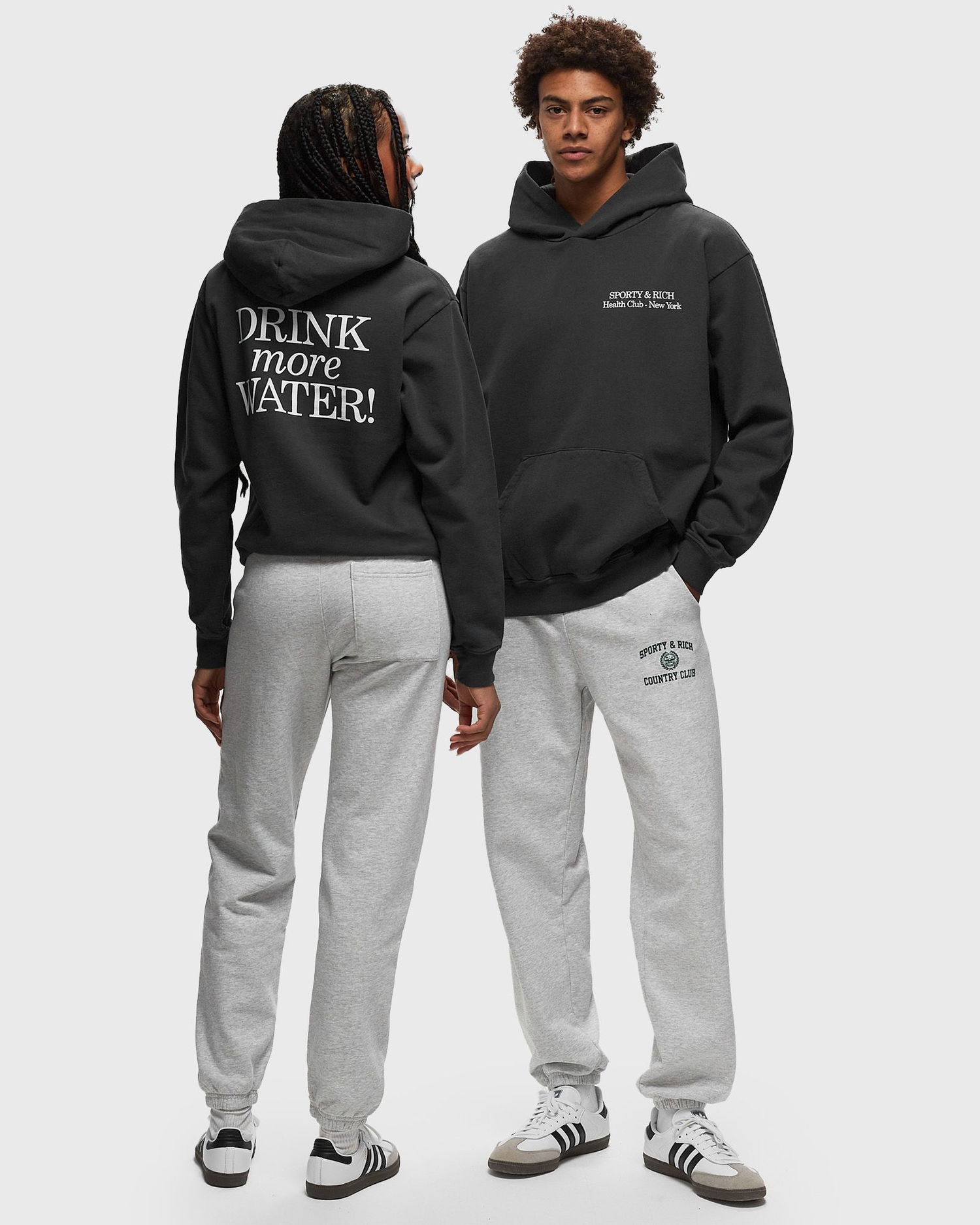 Sweatshirt Sporty & Rich New 'Drink More Water' Hoodie Grå | HOAW2315FB, 1
