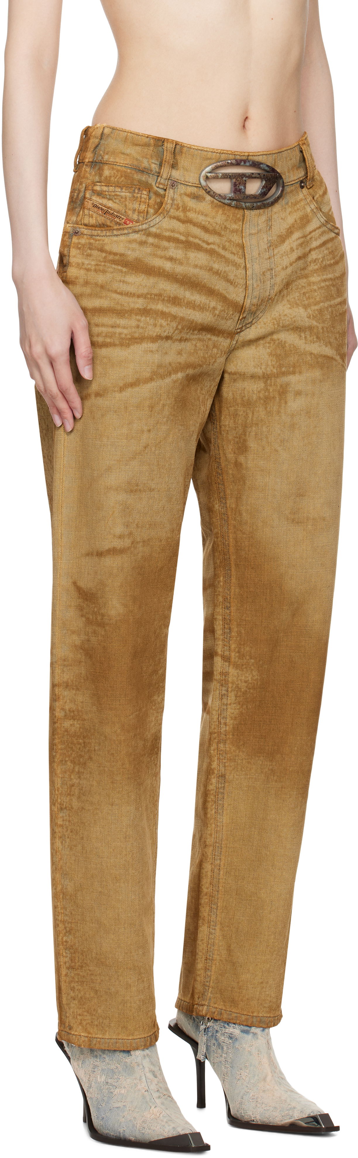 Jeans Diesel Straight Fit Jeans With Embossed Belt Beige | A16677 0AJET, 1