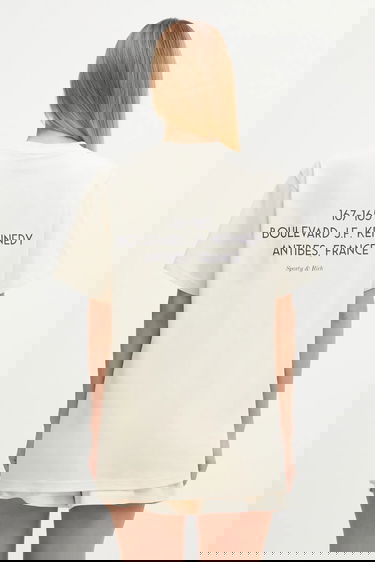 T-shirt Sporty & Rich Cotton T-shirt Kennedy Crest Beige | TO04360666CR01, 5