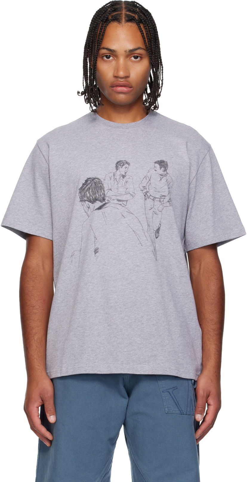T-shirt JW Anderson Cafe Scene Printed T-shirt Grå | JT0303-PG1510