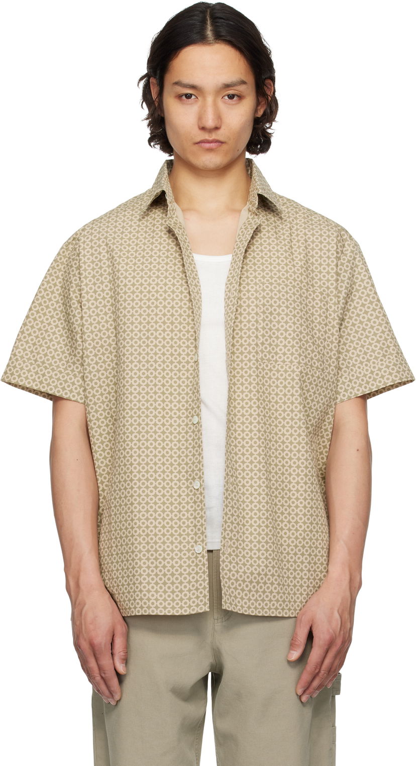 Skjorte A.P.C. A.P.C. Ross Geometric-Print Short-Sleeve Shirt Beige | COHFY-H12541