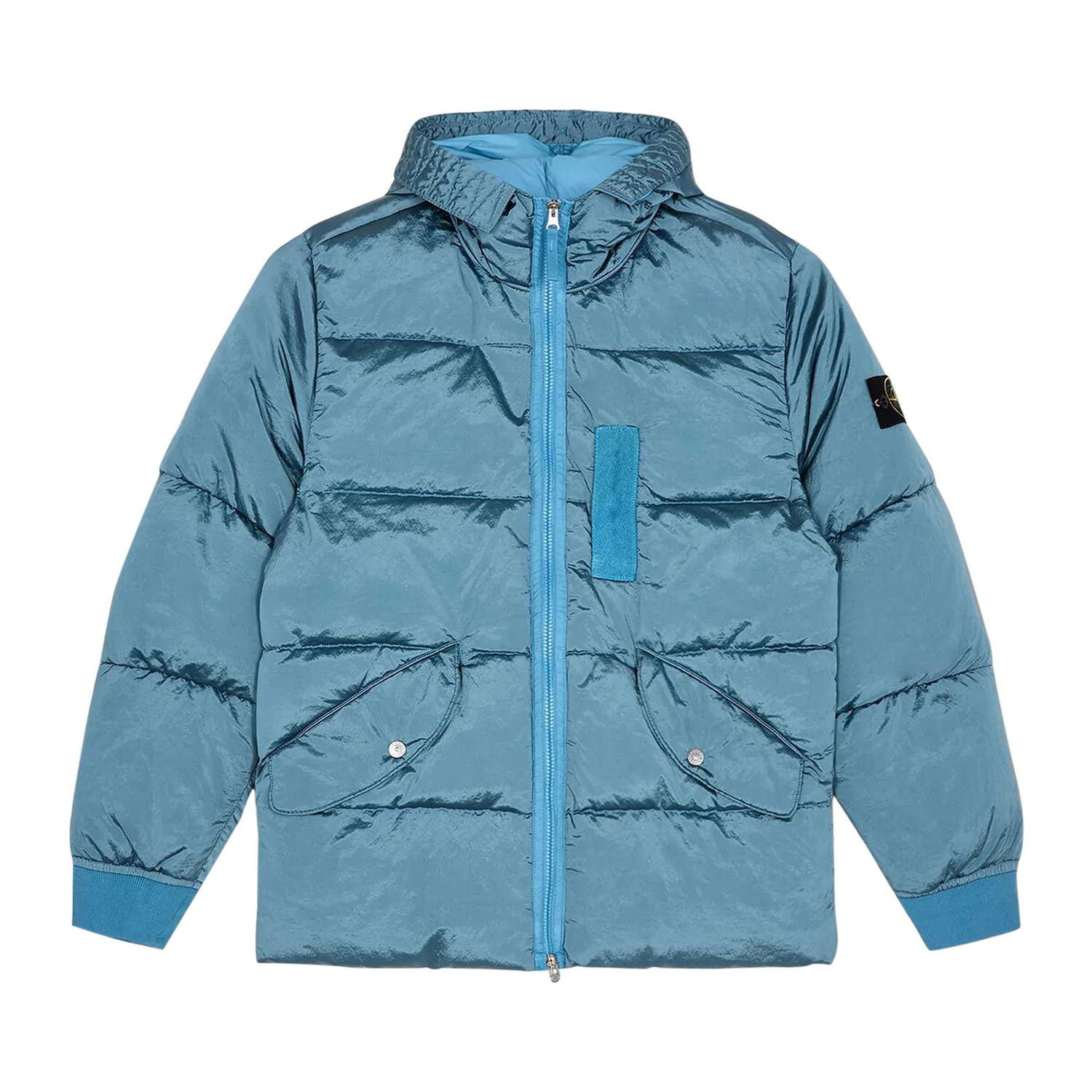 Puffer jakke Stone Island Hooded Down Jacket Blå | 771543619 V0046, 1