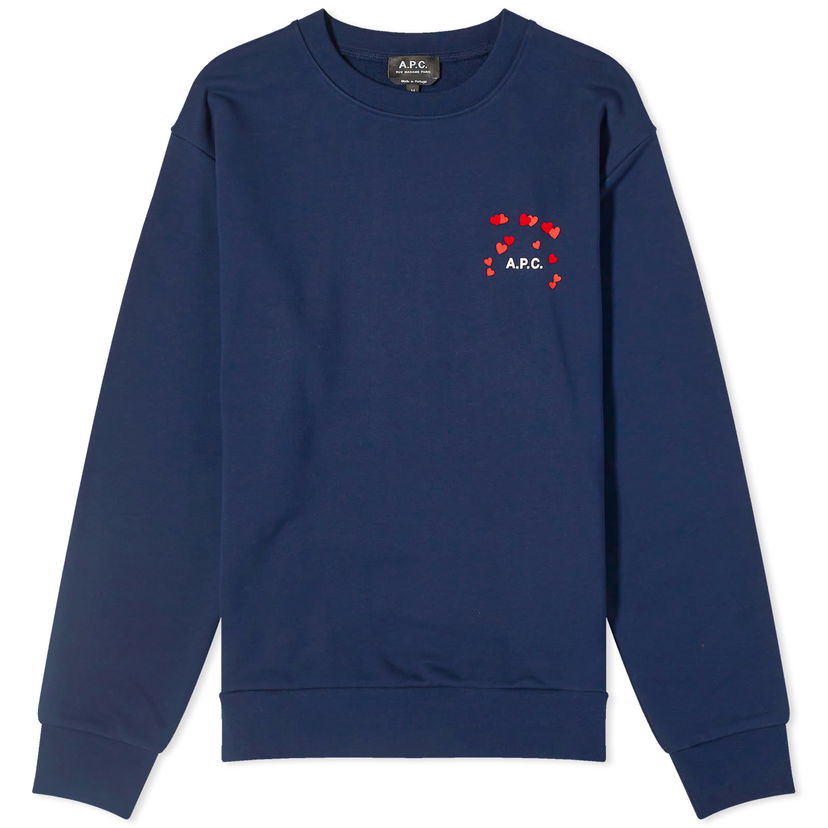 Sweater A.P.C. alentines Logo Crewneck Mørkeblå | COEIP-M27895-IAK