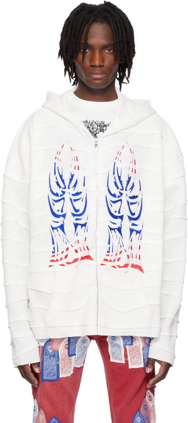 Sweatshirt Who Decides War Who Decides War Winged Glory Wavelength Zip-Up Hoodie Hvid | 1110260001SS25, 0