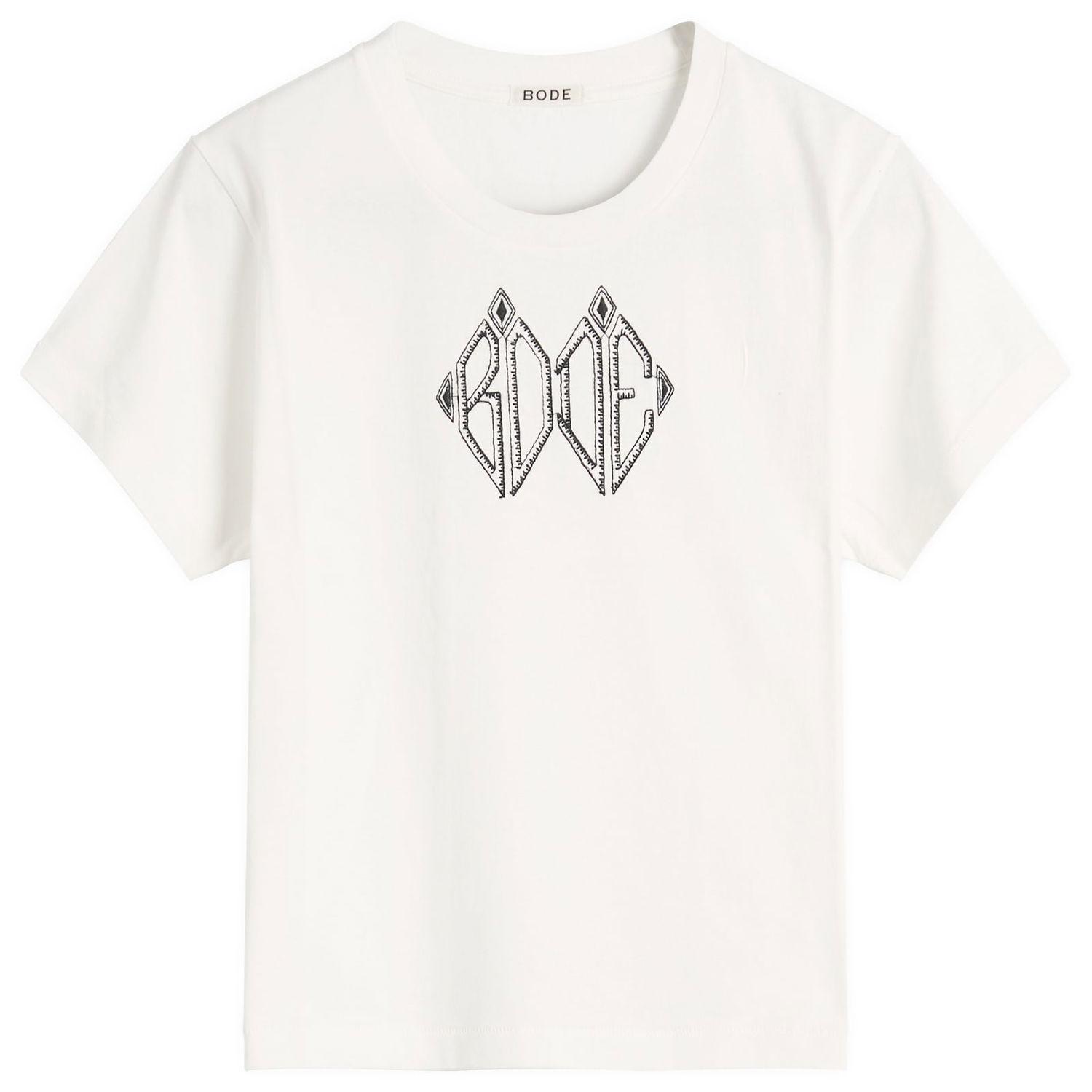 T-shirt Bode Diamond Monogram T-Shirt Hvid | WRF25CS018-CREAM, 0