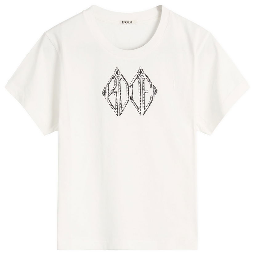 T-shirt Bode Diamond Monogram T-Shirt Hvid | WRF25CS018-CREAM