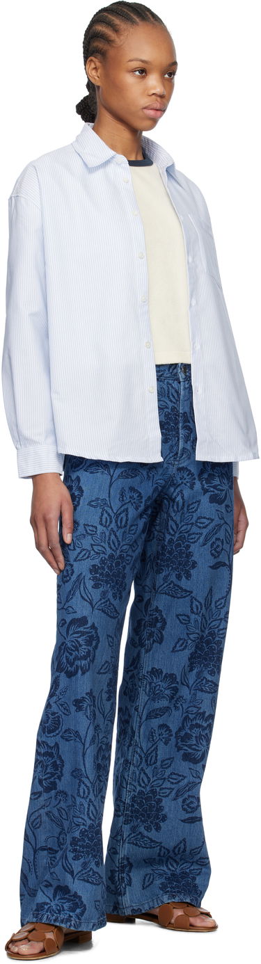 Jeans A.P.C. A.P.C. Elisabeth Floral-Print Wide-Leg Jeans Blå | COHGQ-F09181, 3
