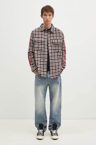 Skjorte BILLIONAIRE BOYS CLUB Men's Regular Fit Embroidered Checked Shirt Blå | B24429, 4