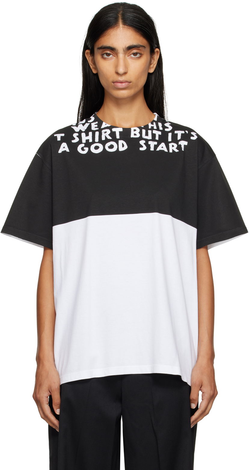 T-shirt Maison Margiela MM6 Maison Margiela Two-Tone T-Shirt Hvid | SH2GC0033 M20048